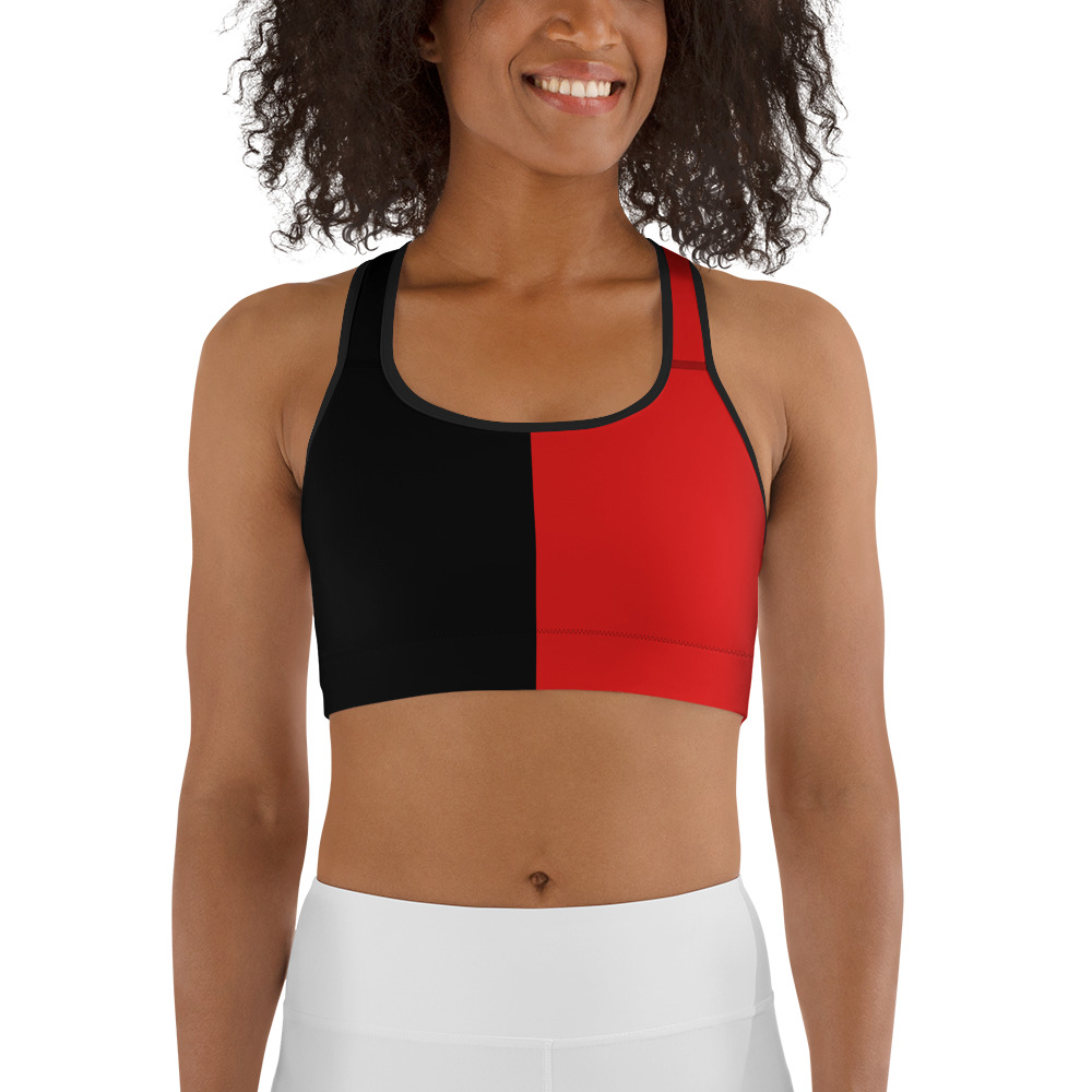 black and red sports bra